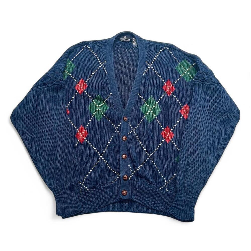 Vintage structure navy diamond argyle